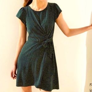 LOFT Flutter Sleeve Dress with Polka Dots Size 6 Dark Green